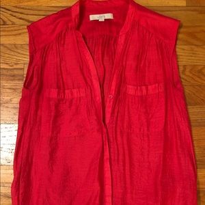 Hot pink sleeveless blouse